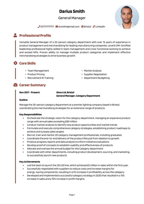 General Manager Cv Example Writing Guide And Cv Template