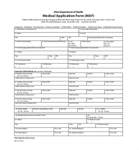 Free 9 Sample Medical Application Forms In Pdf Ms Word Excel