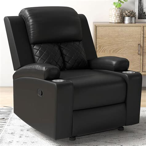 Bonzy Home Manual Recliner Chair With Overstuffed Back And Armrests Comfy Single