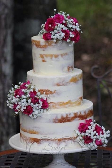Semi Naked Cake With Fresh Flowers Decorated Cake By Cakesdecor