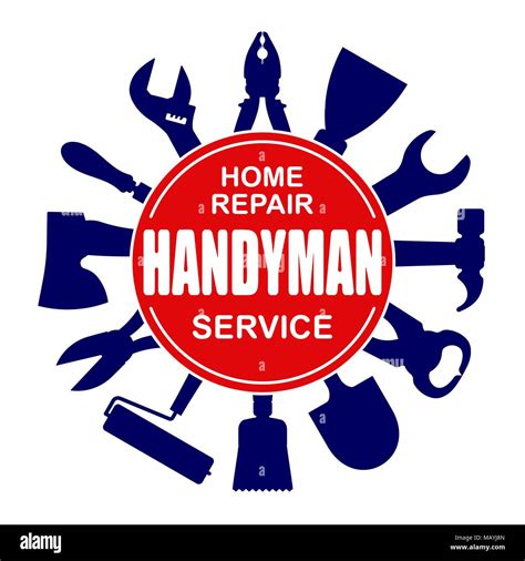 Handyman Services Round Vector Design For Your Logo Or Emblem With Set