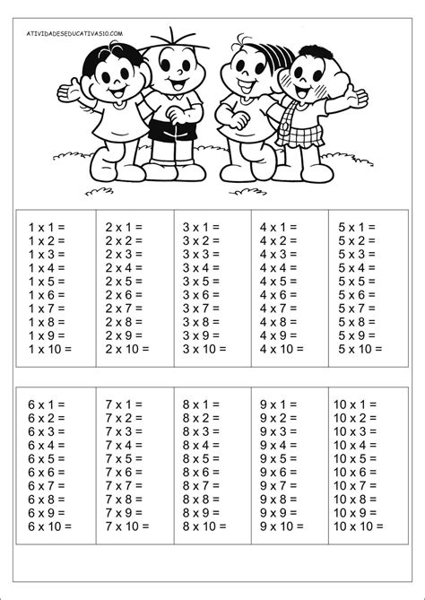 Tabuada Para Imprimir E Completar Tabuada De Multiplica O Tabuada