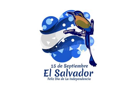 Translation September 15 El Salvador Happy Independence Day Stock