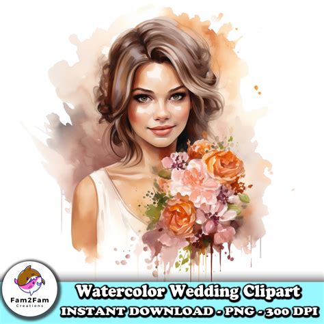 Beautiful Wedding Watercolor Clipart Bundle Watercolor Painting Wedding