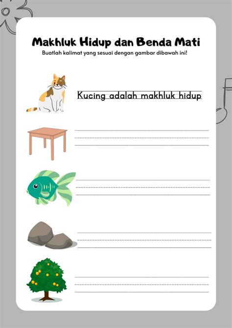 Makhluk Hidup Dan Benda Mati Worksheet For Grade 1 Materi Guru