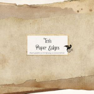 Torn Paper Edges Clip Art Digital Vintage Ripped Png Borders Instant ...