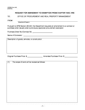 Fillable Online Hawaii Oprpm Form Request For Amendment