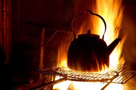 Fire A Tea Kettle Heating On The Flames Kettle Winter House Tea