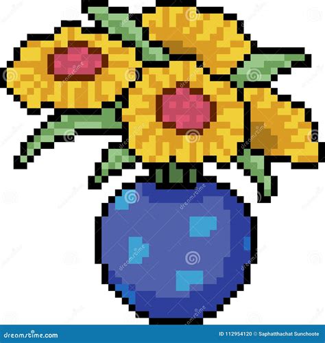 Vector Pixel Art Flower Pot Stock Vector - Illustration of leaf, nature ...