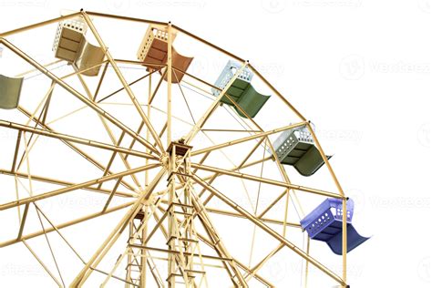 Ferris Wheel With Colorful Seats Yellow Steel Frame Set In The Park