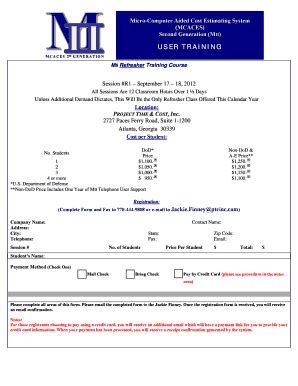 Fillable Online Mii Refresher Training Dates Registration Form