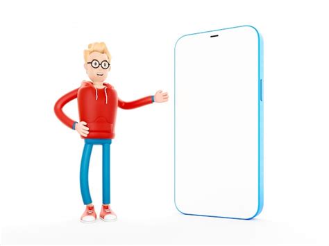 Premium Photo Cartoon Character Standing Next To A Large Phone