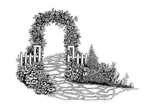 Rose Garden Entrance Pen Drawing By Michael Pickett | absolutearts.com