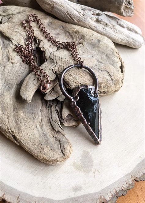 Large Obsidian Arrowhead Pendant Obsidian Jewelry Raw Etsy Obsidian