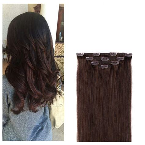 Amazon.com : 18" Clip in Hair Extensions Remy Human Hair for Women - Silky Straight Human Hair ...