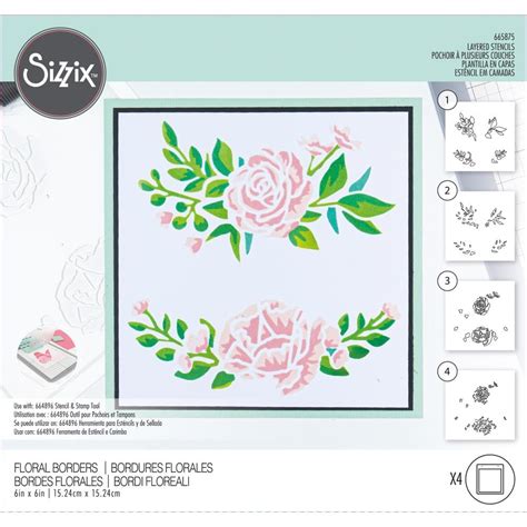 Layered Stencils By Olivia Rose Floral Borders Pcs