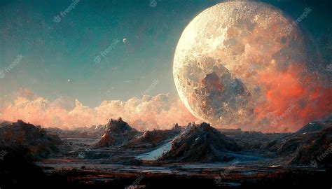 O Que É Um Planeta Rochoso - Planeta rochoso da paisagem espacial e grande lua arte de ilustração ...