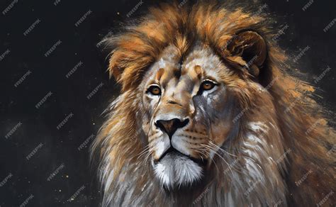 Premium AI Image | Portrait of a male lion with a large mane Portrait ...