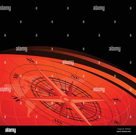 Abstract Background With Compass Icon And World Map Stock Vector Image