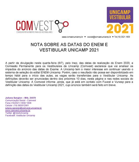Nota De Corte Unicamp 2026 Comvest