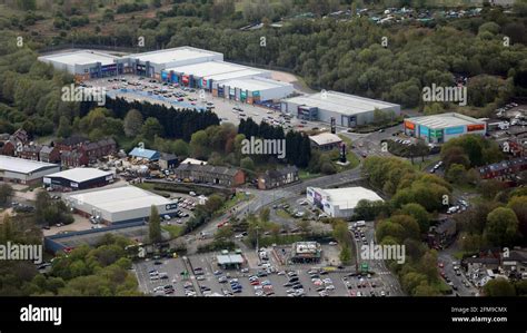 aerial view of Barnsley Peel Retail Park, Shopping Centre, Barnsley ...