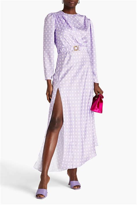 Ronny Kobo Carmen Belted Polka Dot Satin Maxi Dress The Outnet