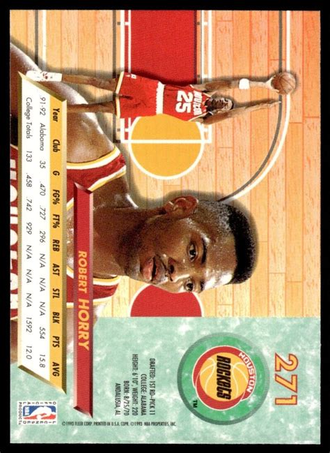 1992 93 Fleer Ultra Robert Horry Rookie Houston Rockets 271 EBay