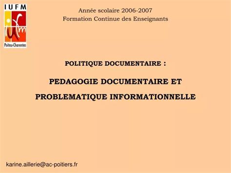 Ppt Politique Documentaire Pedagogie Documentaire Et Problematique