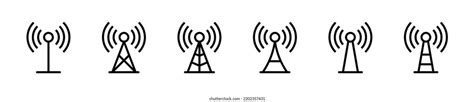 Antenna Icon Set Radio Antenna Icon Stock Vector Royalty Free