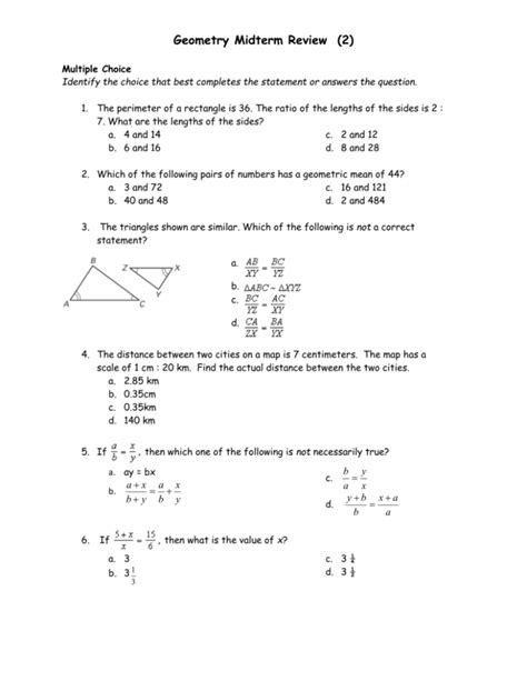 Geometry Midterm Review 2024 Leone Ninette