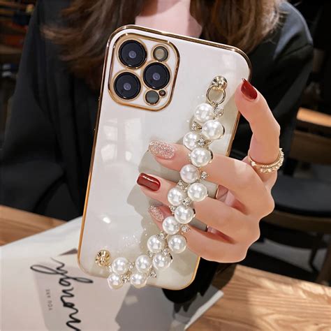 Case Infinix Hot Pay Note S Nfc Luxury Plating Pearl Bracelet Chain Case