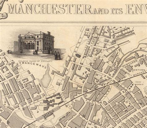 Old Map Of Manchester And Environs By John Rapkin 1851 Town Etsy UK