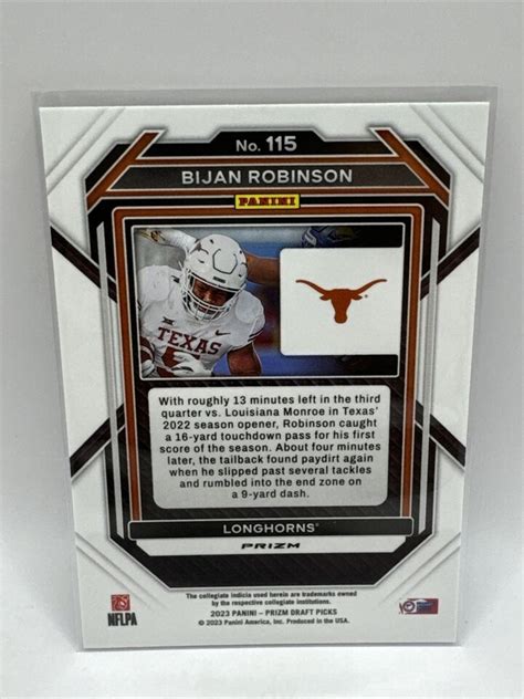 Panini Prizm Draft Picks Silver Prizm Bijan Robinson Rc