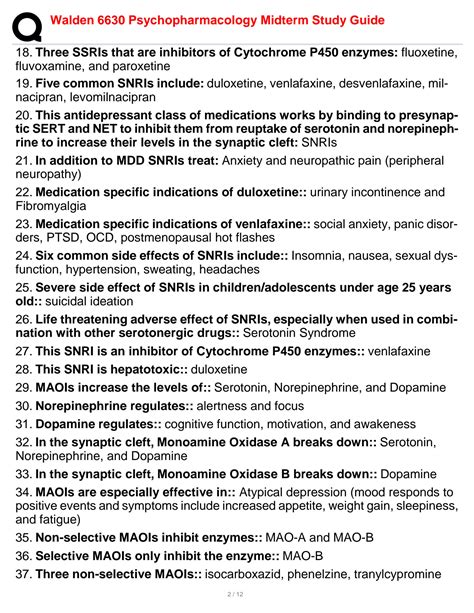 Solution Walden Psychopharmacology Midterm Study Guide Studypool