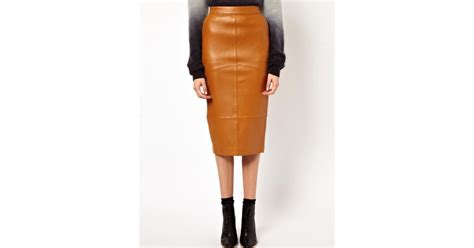 Asos Pencil Skirt In Leather In Brown Lyst