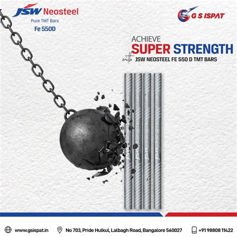 Mm Mm Jsw Neosteel Fe D Tmt Steel Bars Mm For Commercial