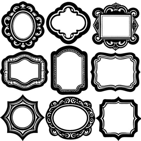 Nine Decorative Black And White Ornate Frames Premium Ai Generated Vector