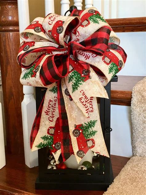 Christmas Wreath Bow Bows For Lantern Red Truck Red Buffalo Plaid