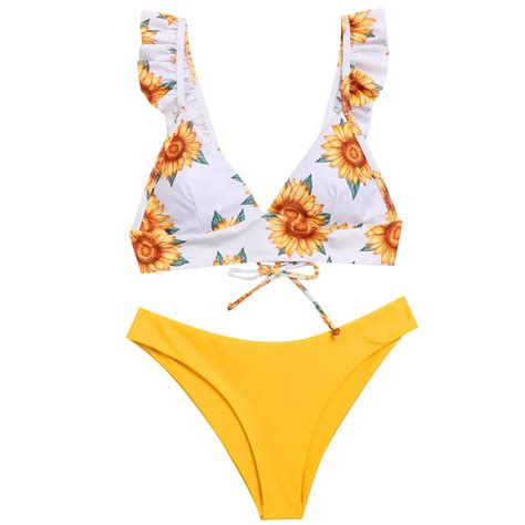 New Sexy Women S Swimming Suit Bikini Swimsuit Women Sunflower Star