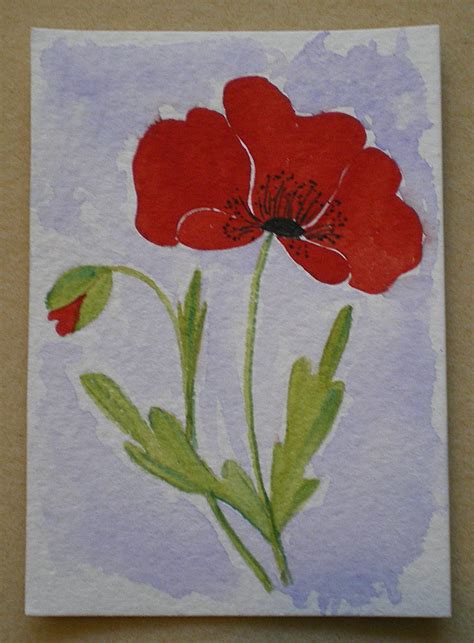 Aceo Original Water Colour Flower Painting P Folksy