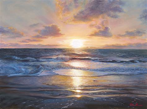 Ocean Sunset Oil Painting at PaintingValley.com | Explore collection of ...