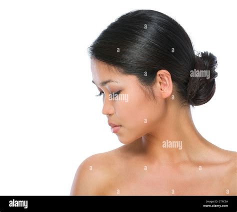 Beauty Portrait Of Healthy Asian Brunette Woman Isolated On White Stock Photo Alamy