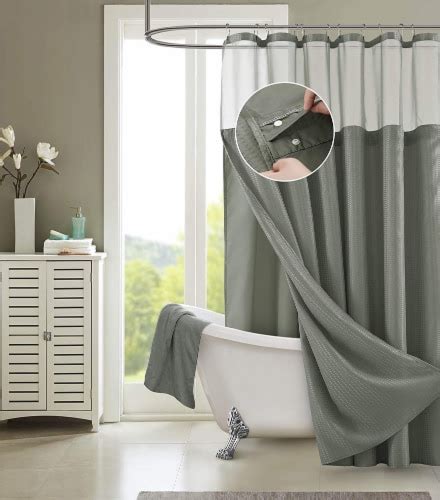 Dainty Home Waffle Weave Complete Shower Curtain With Detachable Fabric