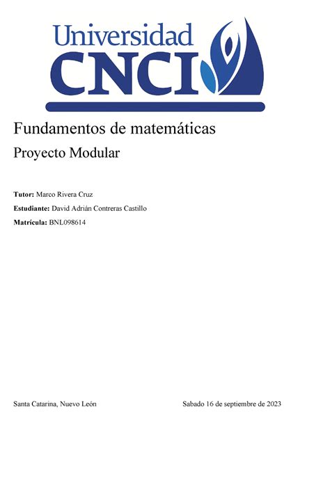 Proyecto modular Fundamentos de matemáticas 2 1 Fundamentos de