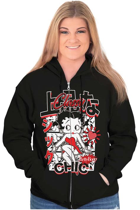 Kanji Style Betty Boop Classy Chic Zip Hoodie Sweatshirt Women Brisco