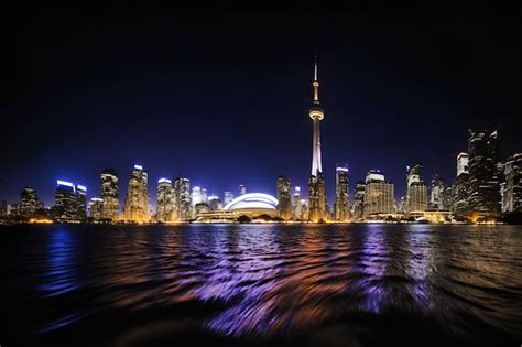 Premium Photo | Scenic view of city at night in canada