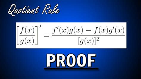 Proof Of Quotient Rule [step By Step] Using The Definition Calculus I Youtube