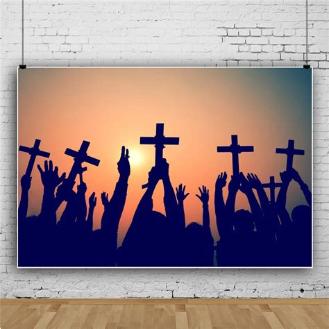 Buy Oerju 12x8ft Crucifix Backdrop Baptism People Pray For Godbless