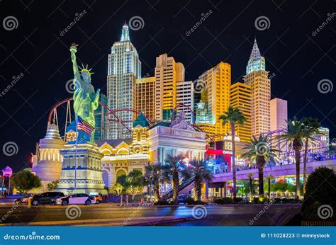 Las Vegas Skyline Illuminated at Night, Nevada, USA Editorial Stock ...