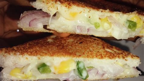 Cheese Corn Onion Capsicum Sandwich Very Tasty Cheese